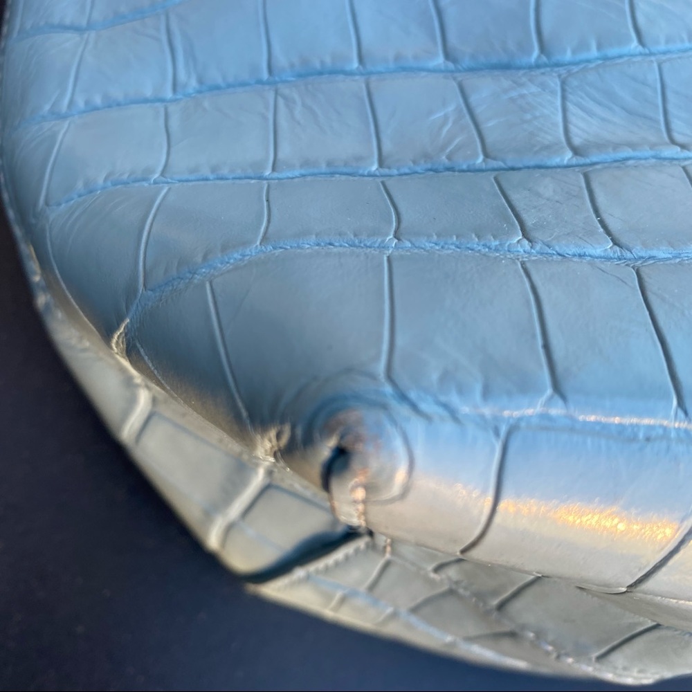 Mansur Gavriel Blue Croc Mini Bucket Bag - Picture 11 of 14